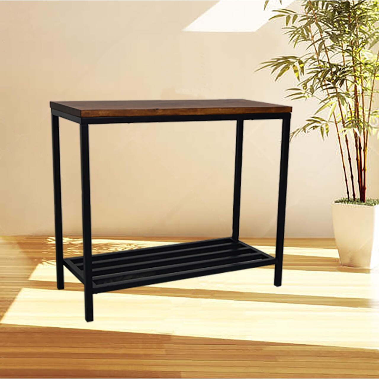 Contemporary Home Living Rectangular Console Table - 34" - Black and Brown